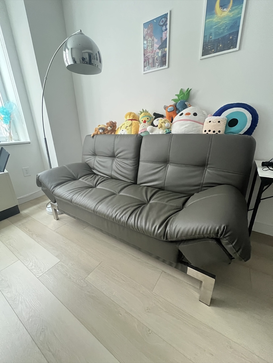 Gray Leather Futon Sofa - photo 2
