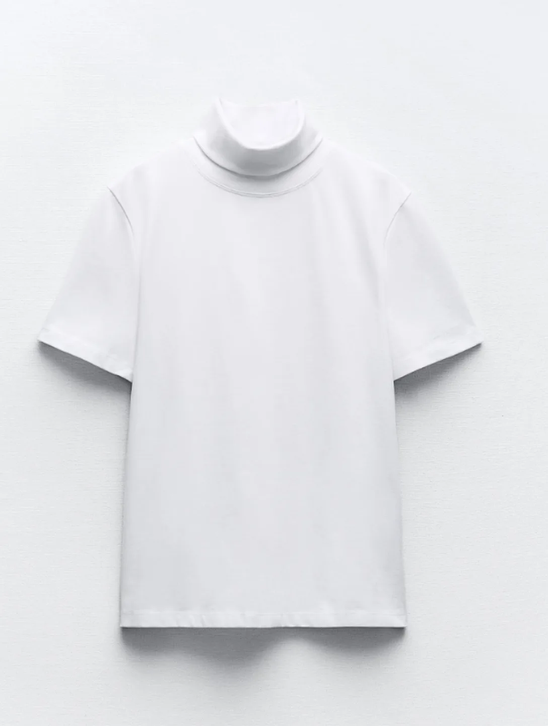 Zara White Turtleneck T-Shirt M thumbnail