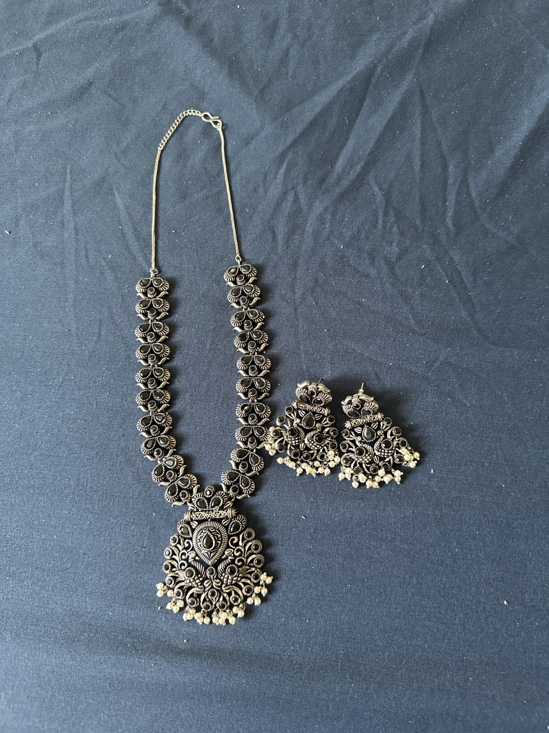 Silver Necklace and Earring Set