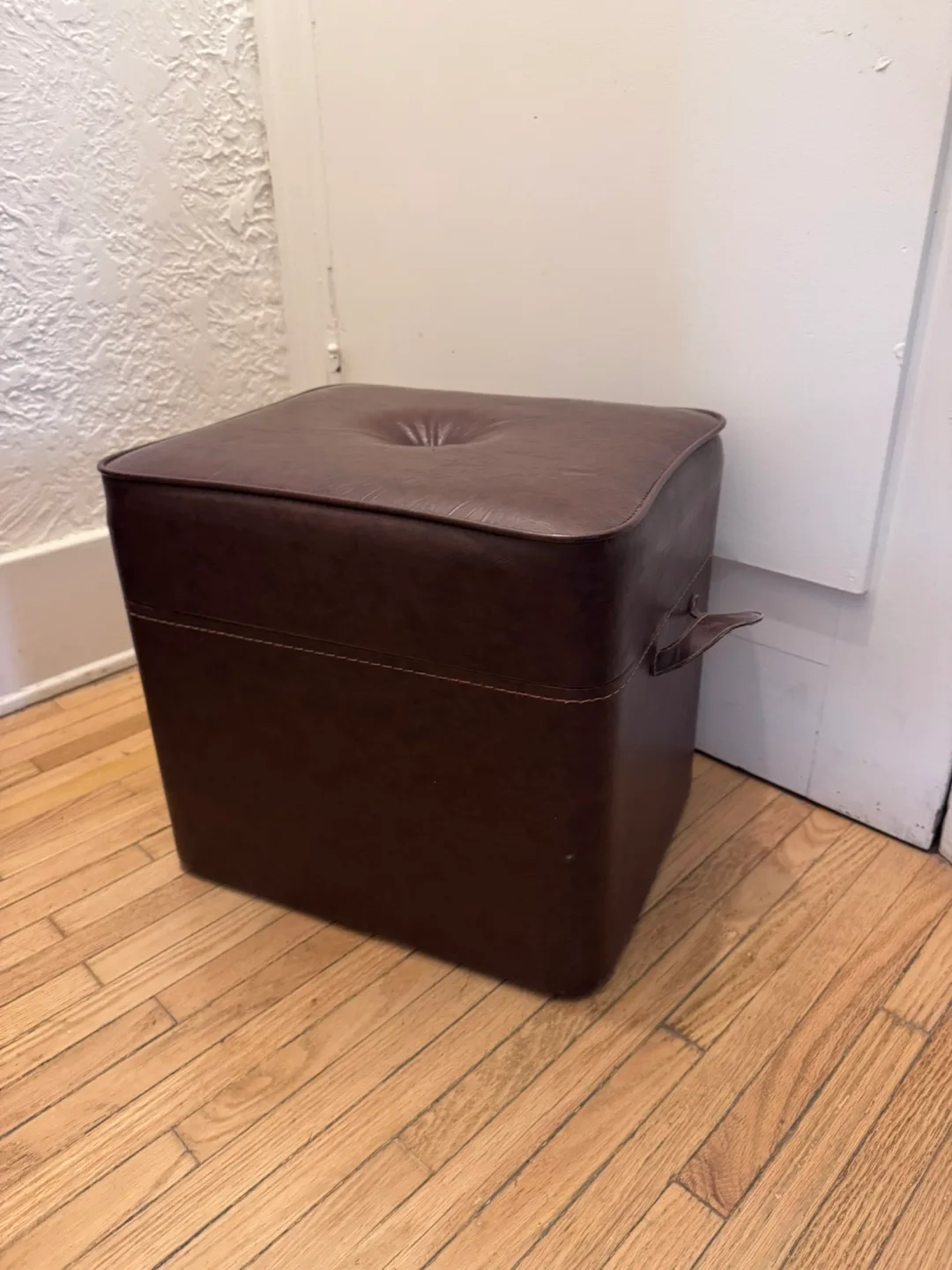 Brown Leather Storage Ottoman thumbnail