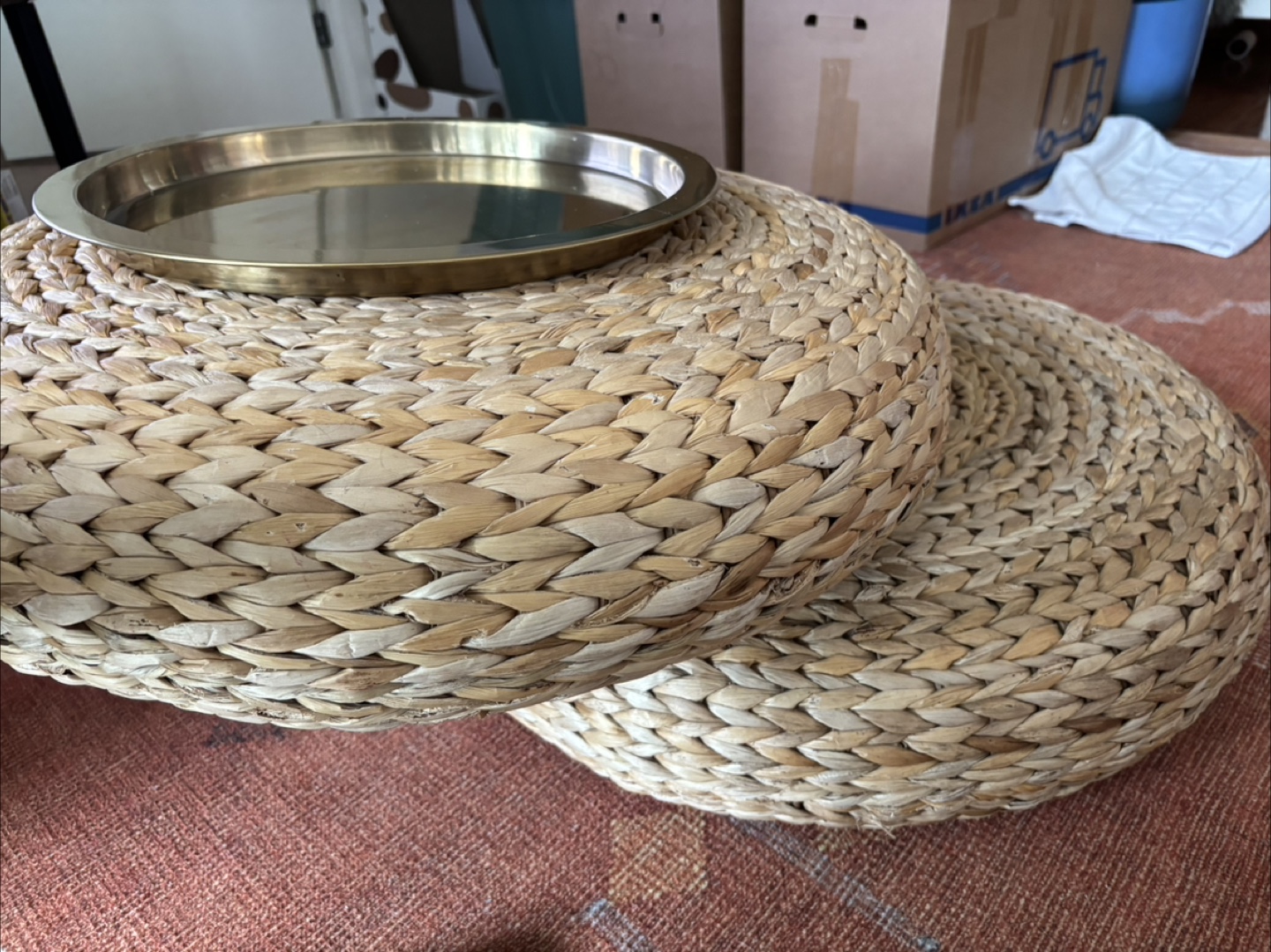 Round Woven Ottoman with Free Brass Tray - photo 4