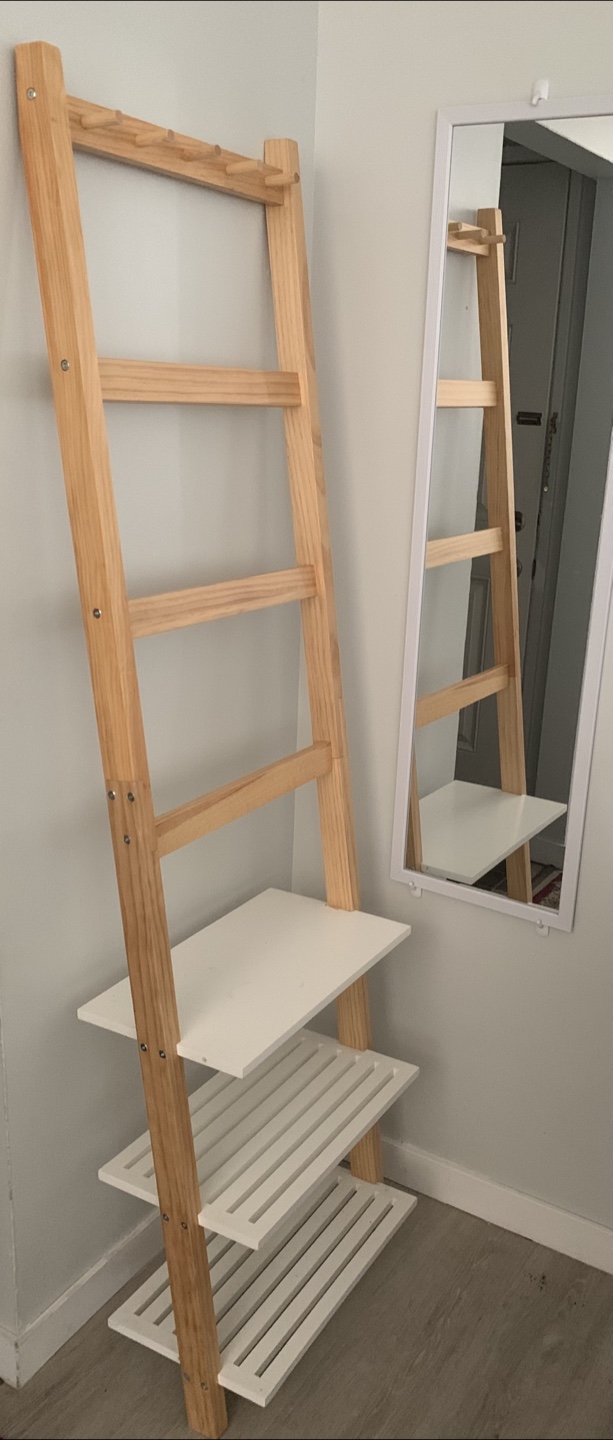 Wooden Leaning Ladder Shelf
