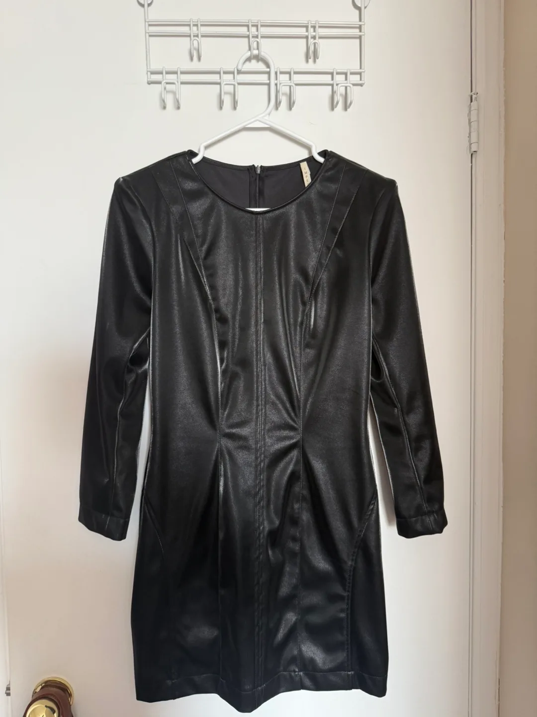 Black Faux Leather Mini Dress thumbnail