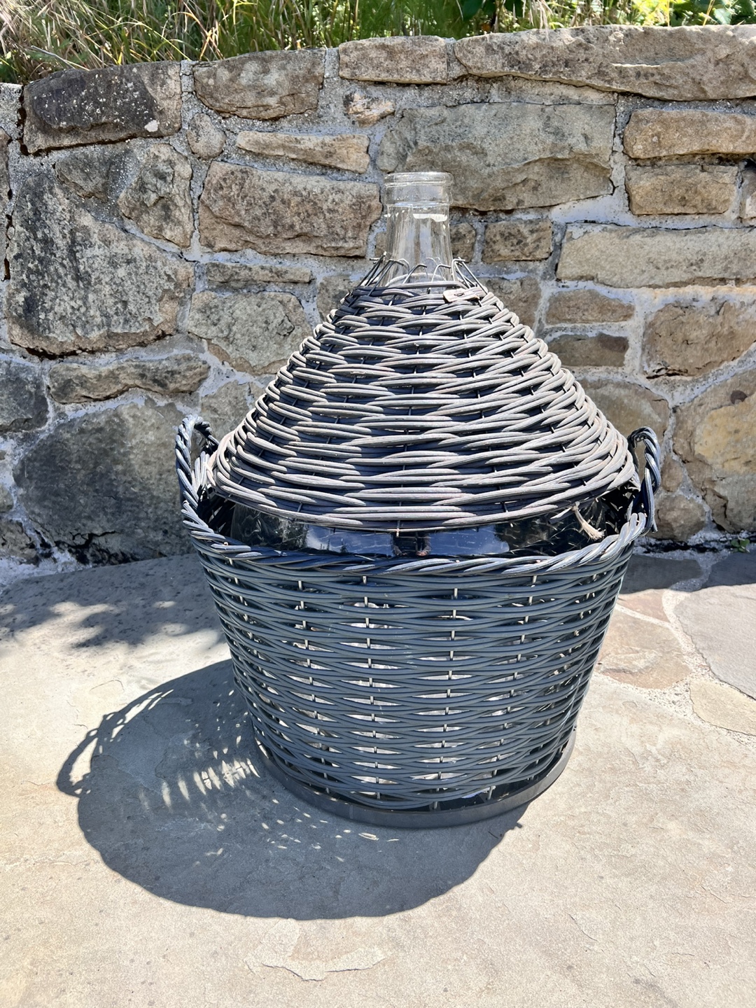 Mid -Century Large demijohn with basket - photo 4