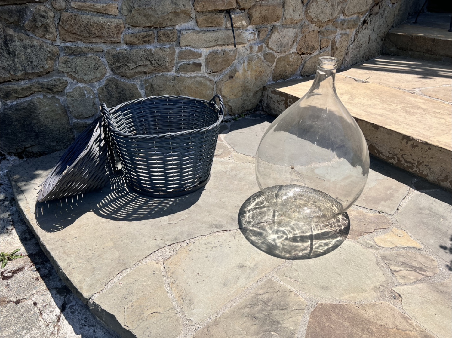 Mid -Century Large demijohn with basket - photo 3