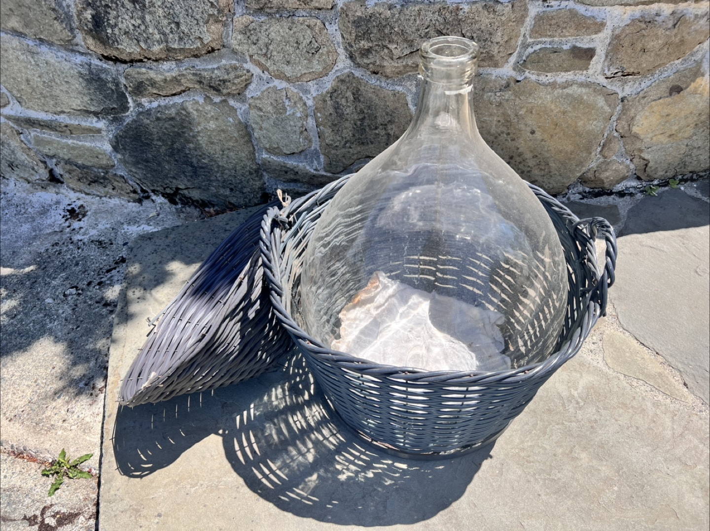 Mid -Century Large demijohn with basket - photo 2