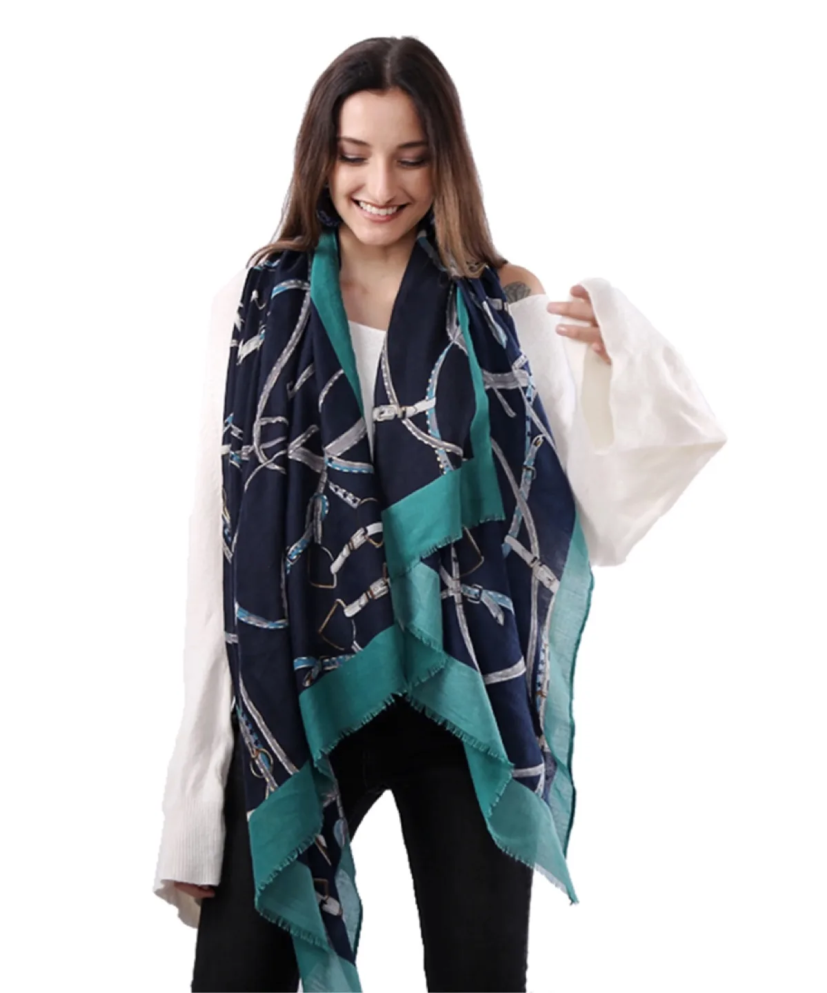 Blue Printed Scarf image indicator(4)