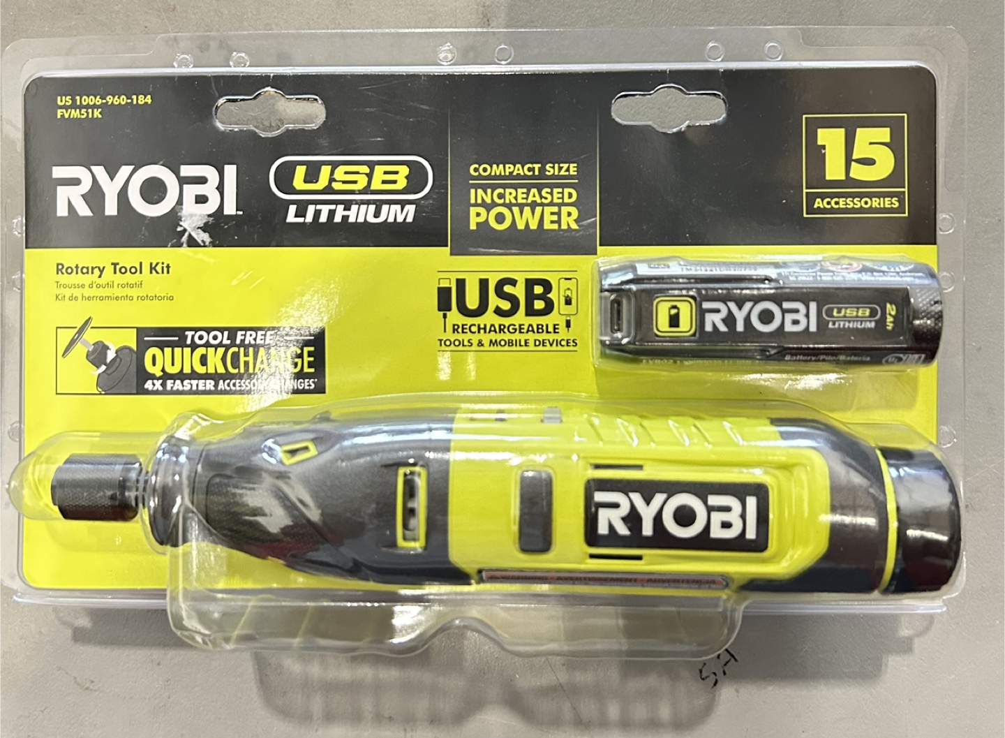 USB Lith Rotary Tool Kit with 2.0 Ah USB Lithium Battery and