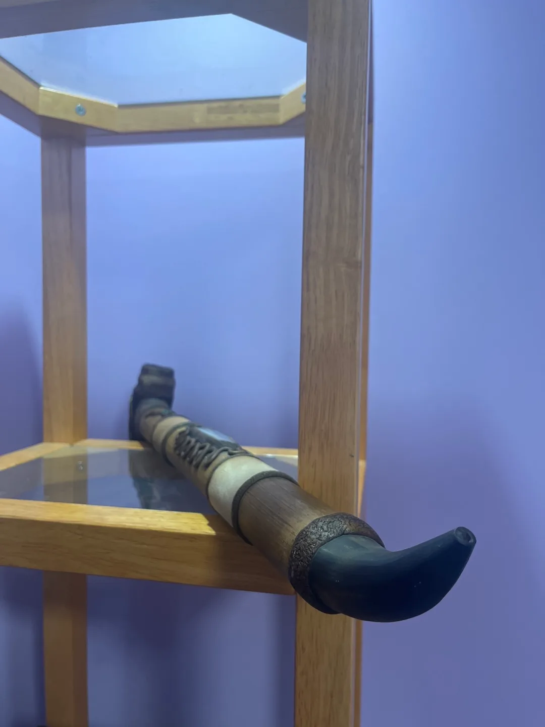 Carved Ceremonial Wooden Pipe image indicator(4)