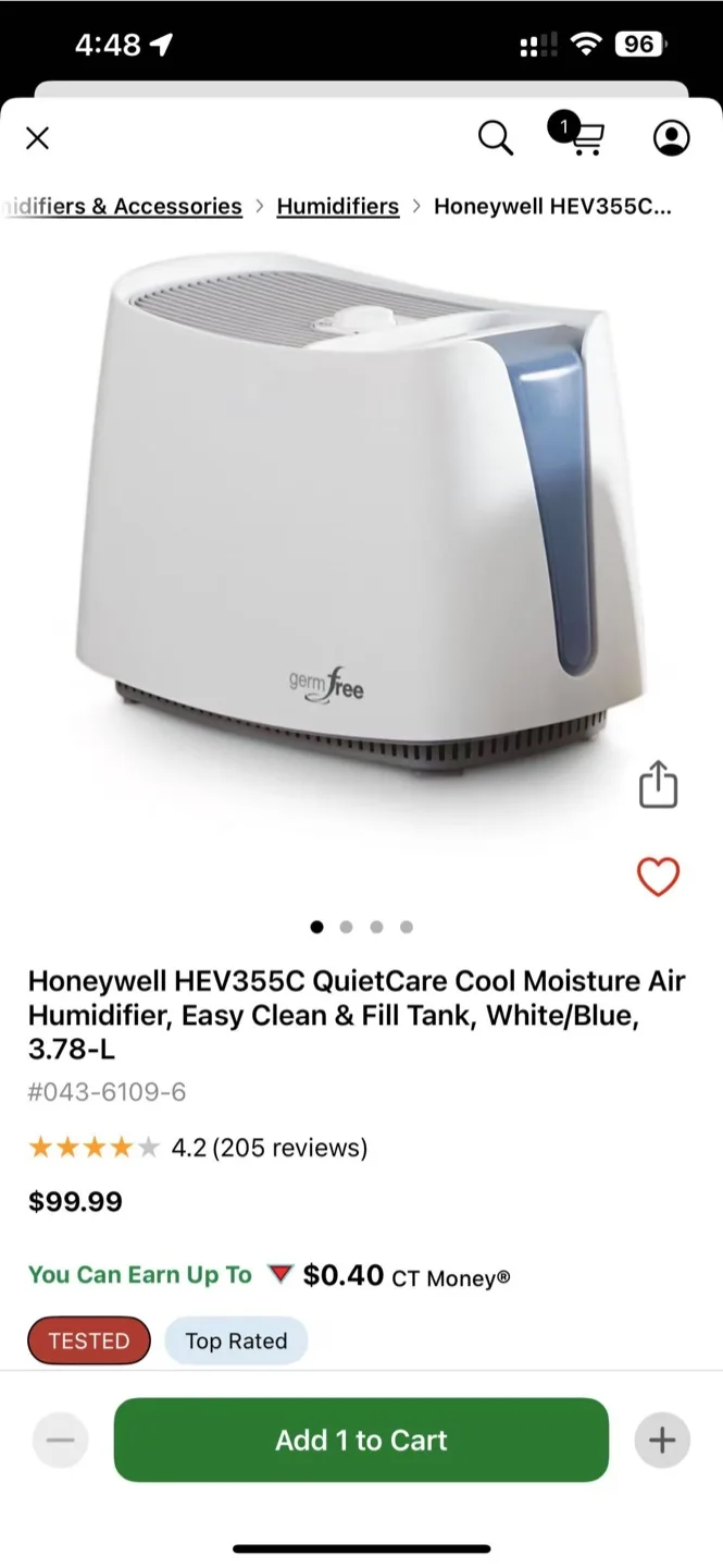 Honeywell HEV355C Cool Moisture Air Humidifier thumbnail