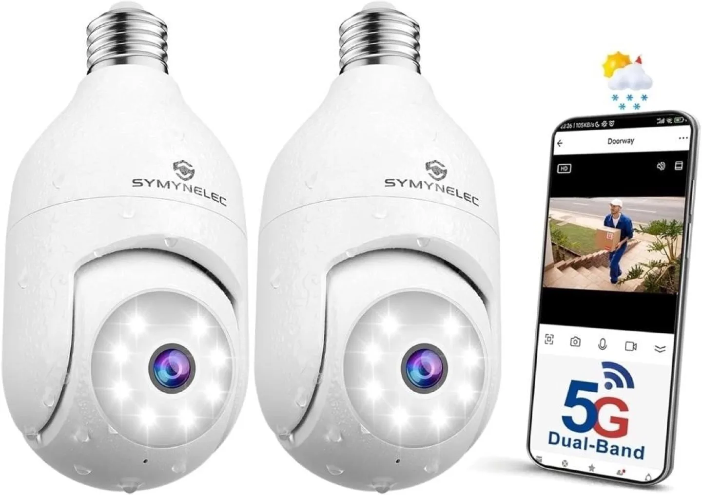 SYMYNELEC 5GHz/2.4GHz Light Bulb Security Camera Outdoor thumbnail