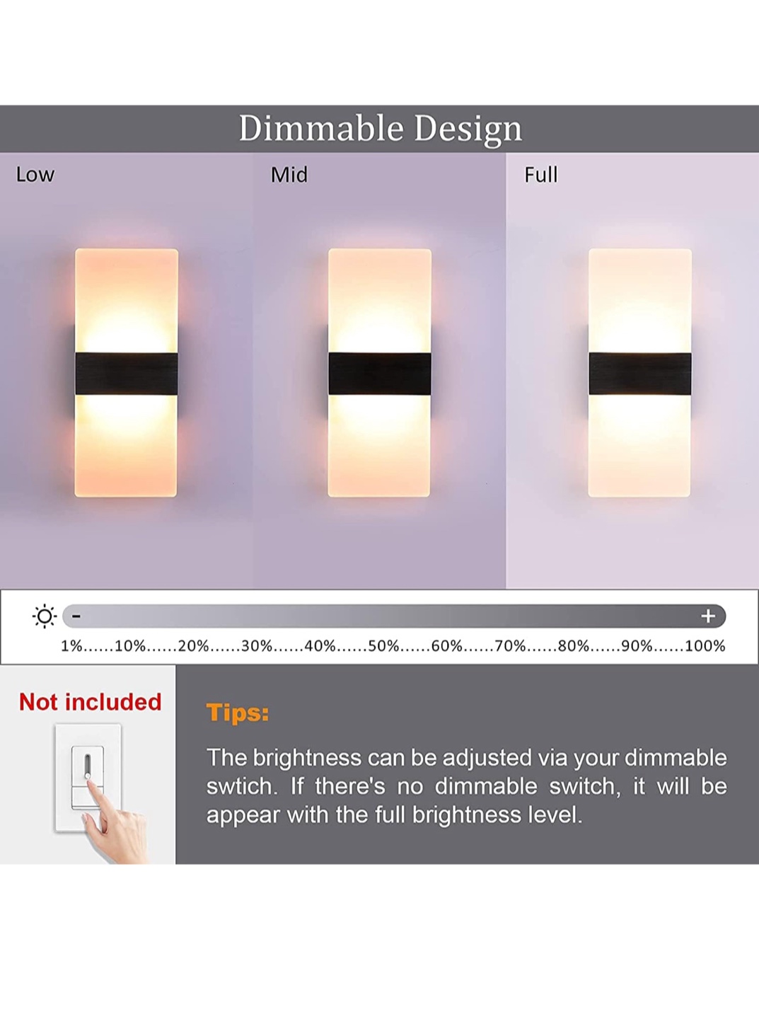 Dimmable Wall Sconce Modern, LIGHTESS Indoor Wall Lamp - photo 3