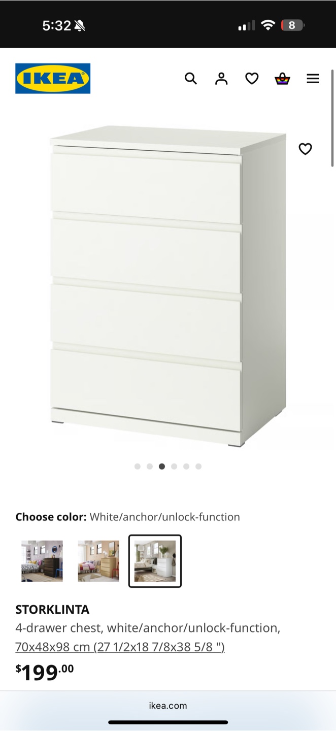 White 4-Drawer Dresser - photo 3