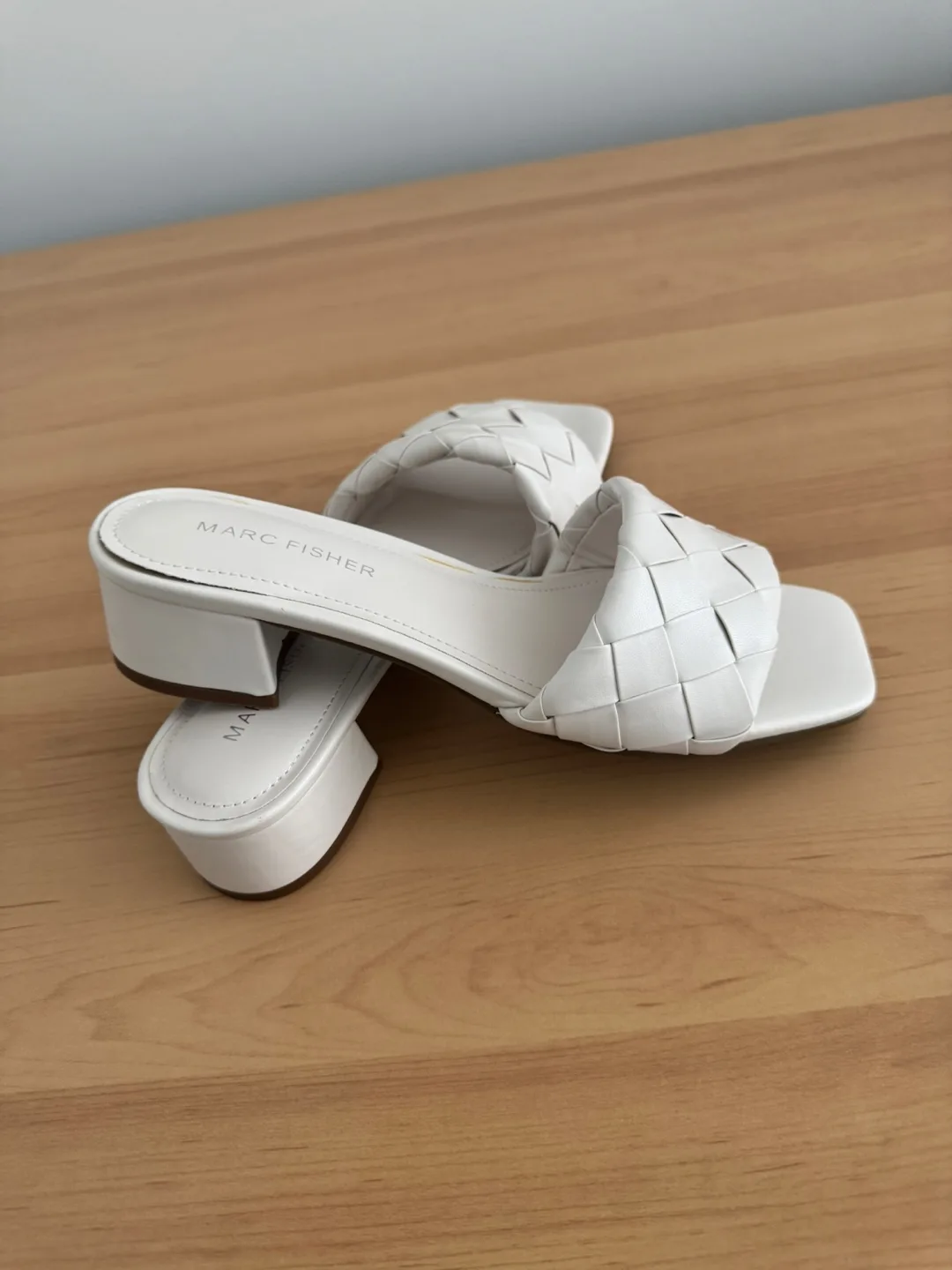 Marc Fisher White Woven Sandals thumbnail