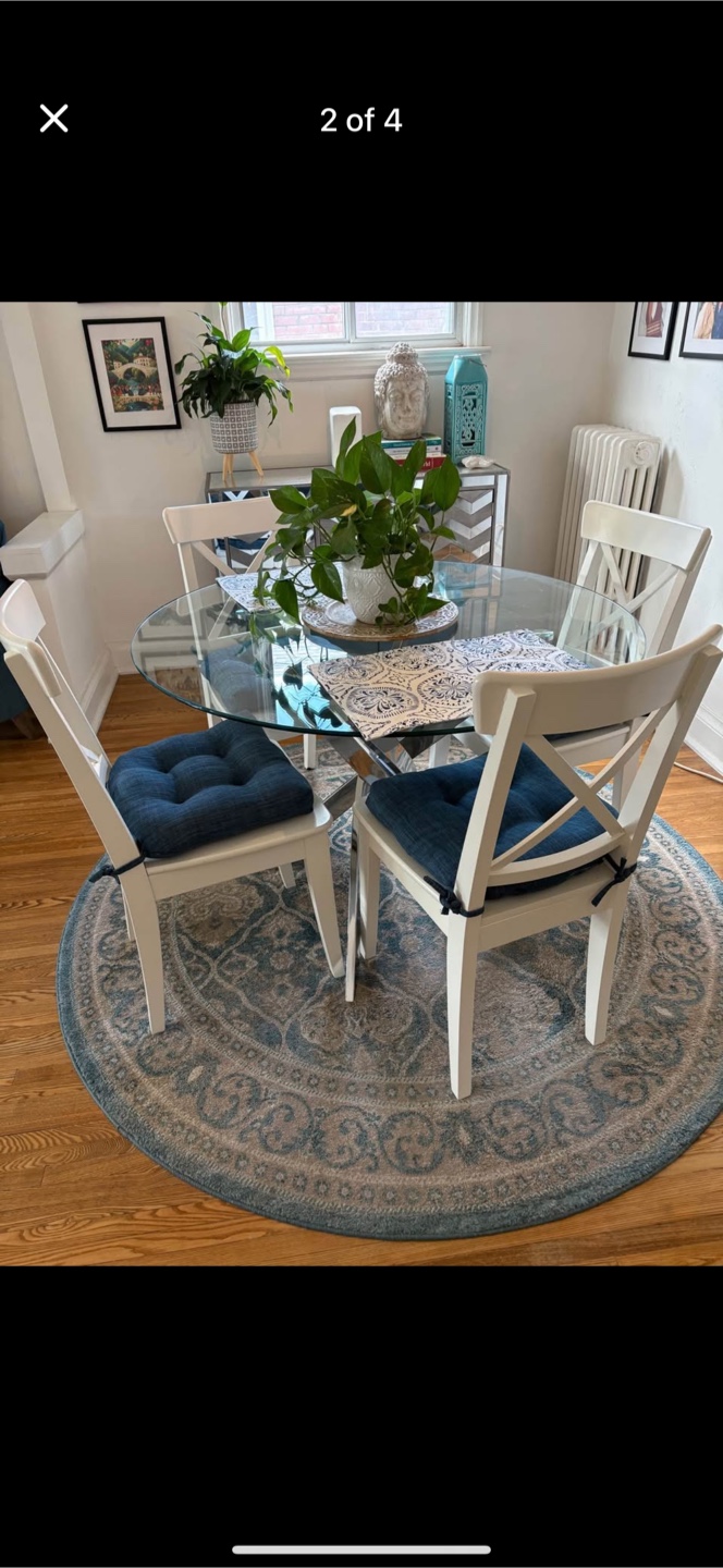 Kitchen/Dining Table and Chairs (chair pads and rug too!)