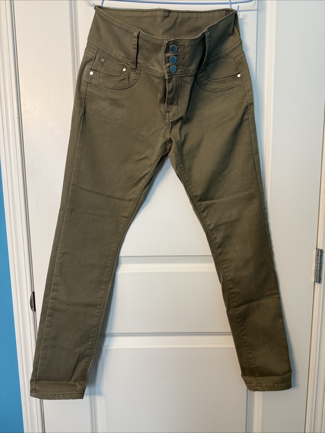 Olive Green High-Waisted Jeans