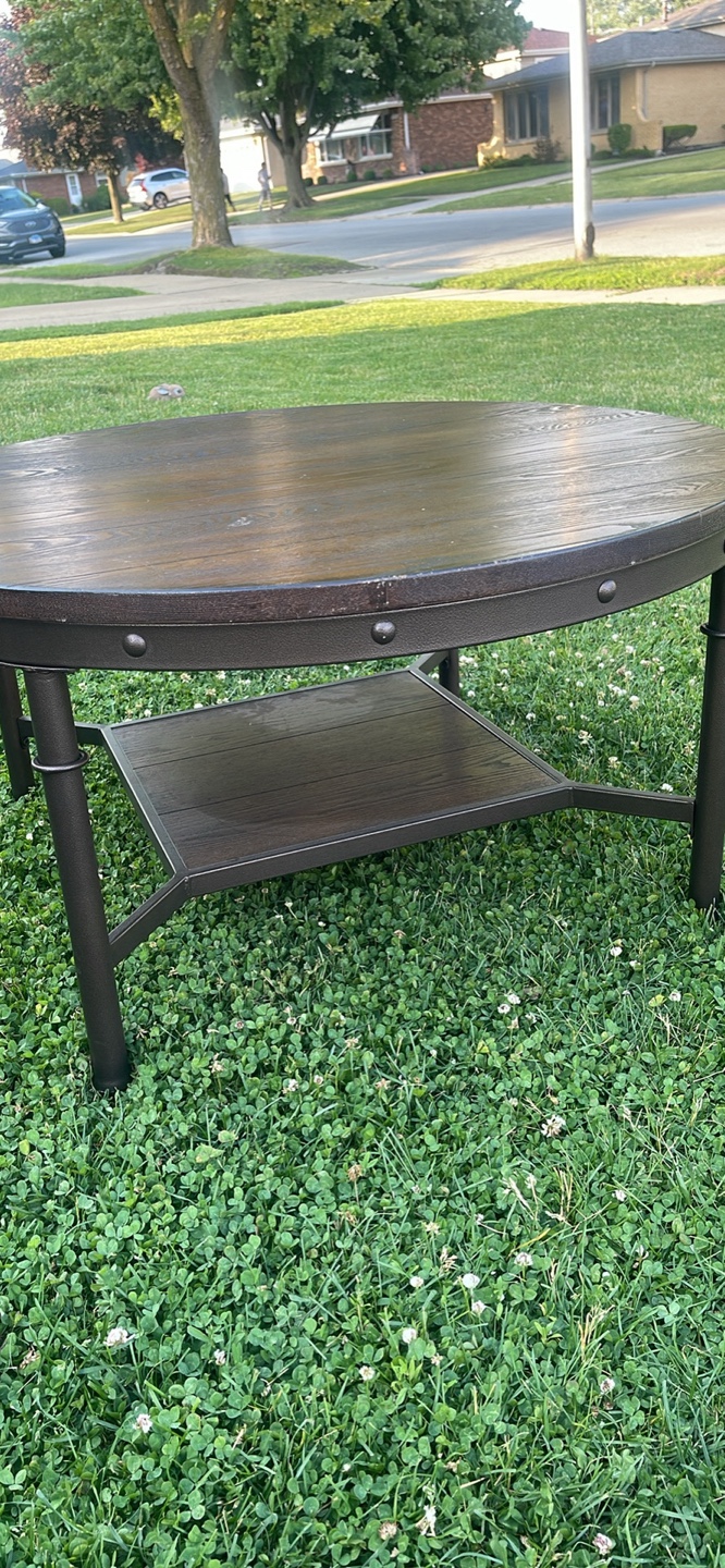 Round Dark Wood Coffee Table - photo 3