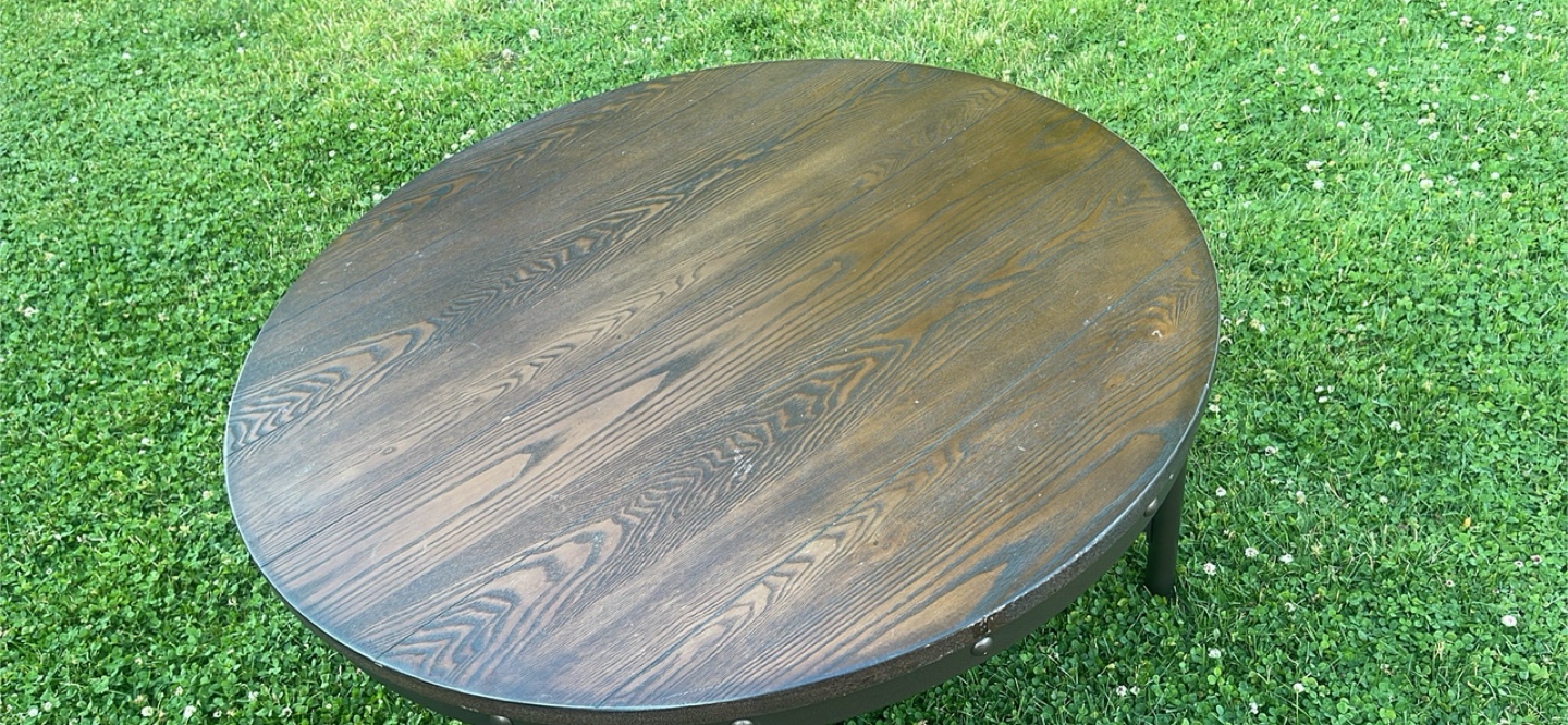 Round Dark Wood Coffee Table - photo 2