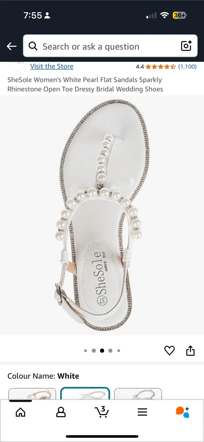 Brand new SheSole White Pearl Flat Sandals thumbnail