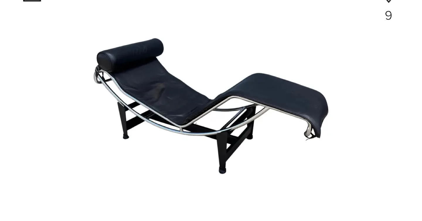 Black Leather Chaise Lounge thumbnail