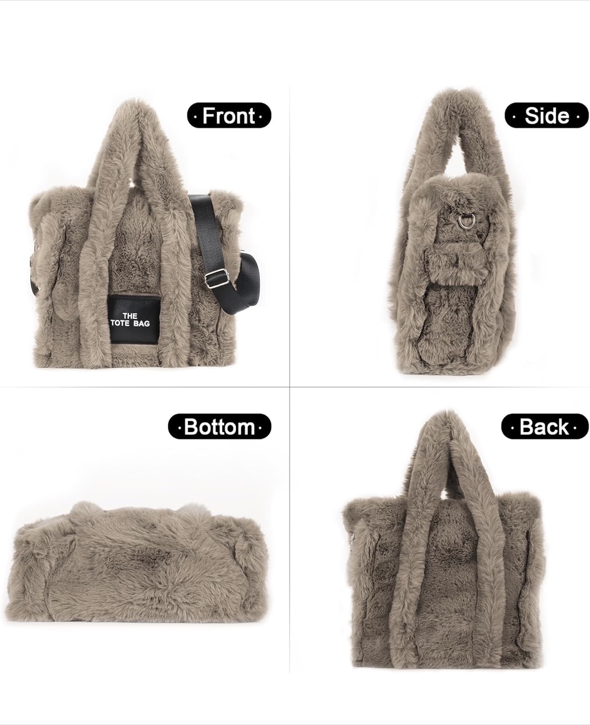 Fur Tote Bag with Shoulder Strap