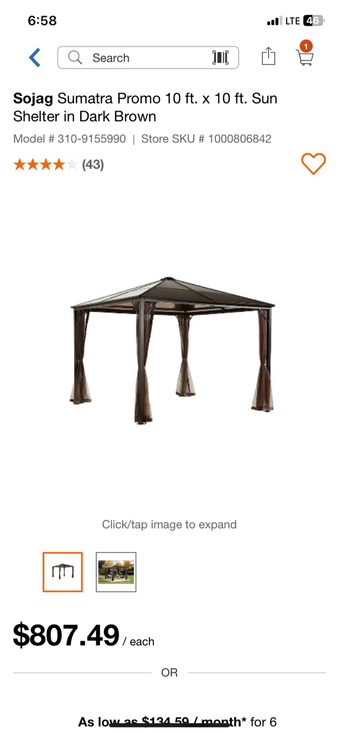 Sojag Sun Shelter in Dark Brown