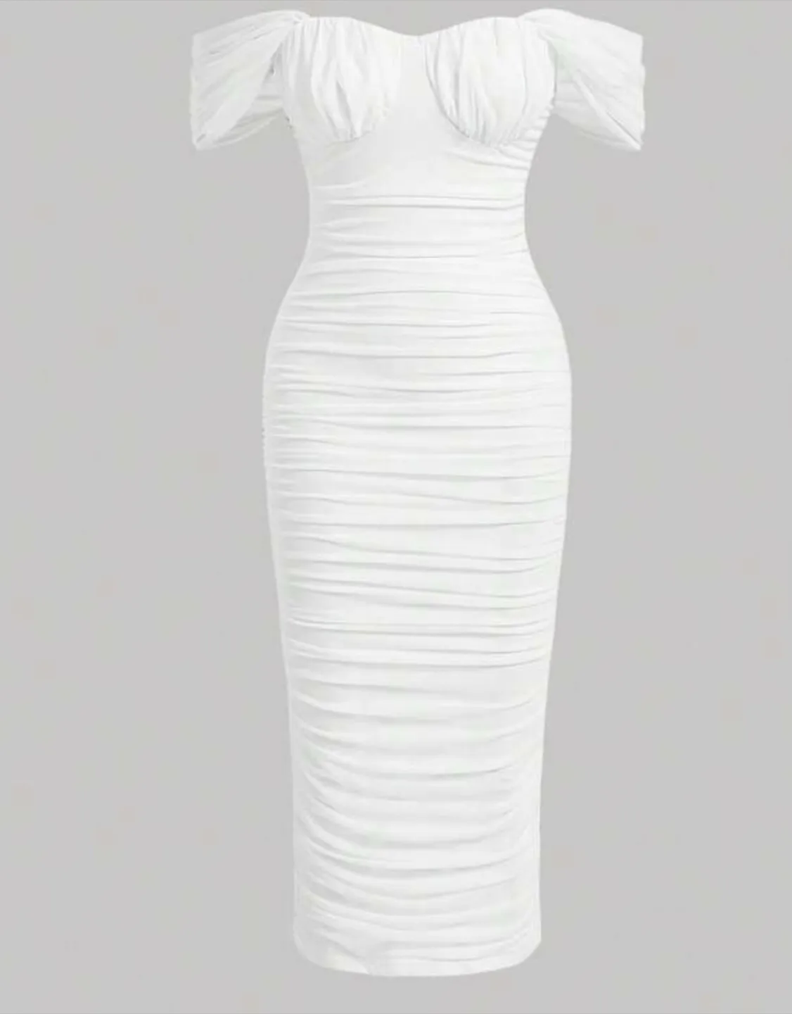 White Off-The-Shoulder Midi Dress thumbnail