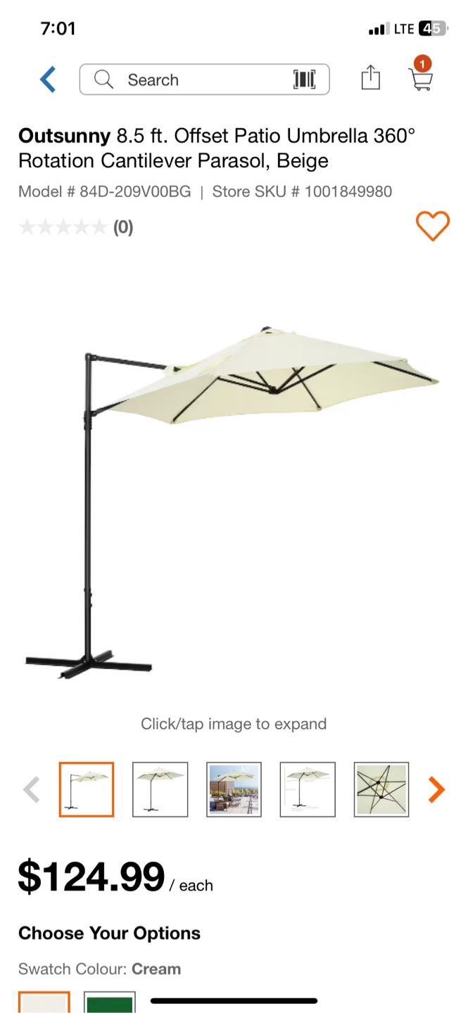 Outsunny Offset Patio Umbrella