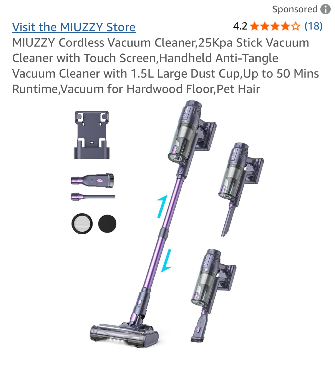 MIUZZY M242 Cordless Vacuum Cleaner