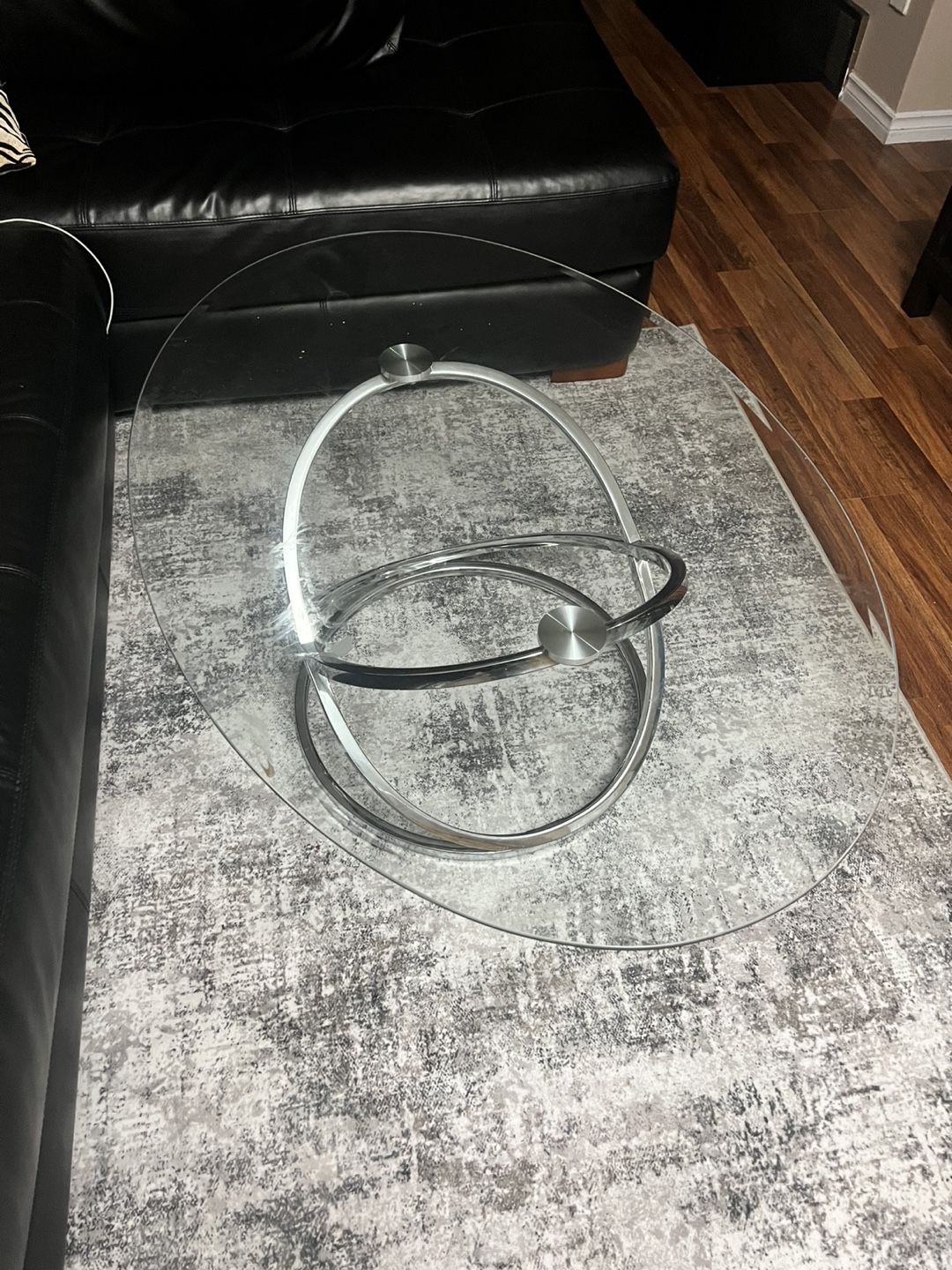 Glass Coffee Table with Chrome Base - photo 3