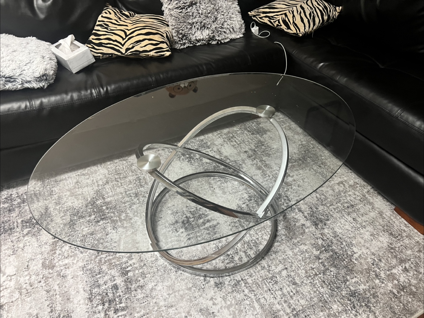 Glass Coffee Table with Chrome Base
