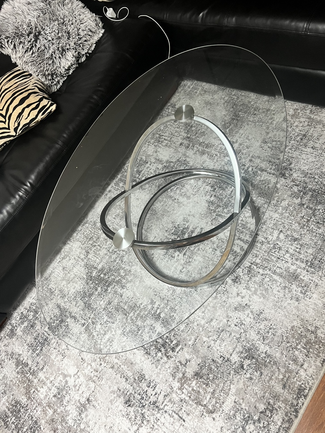 Glass Coffee Table with Chrome Base - photo 2