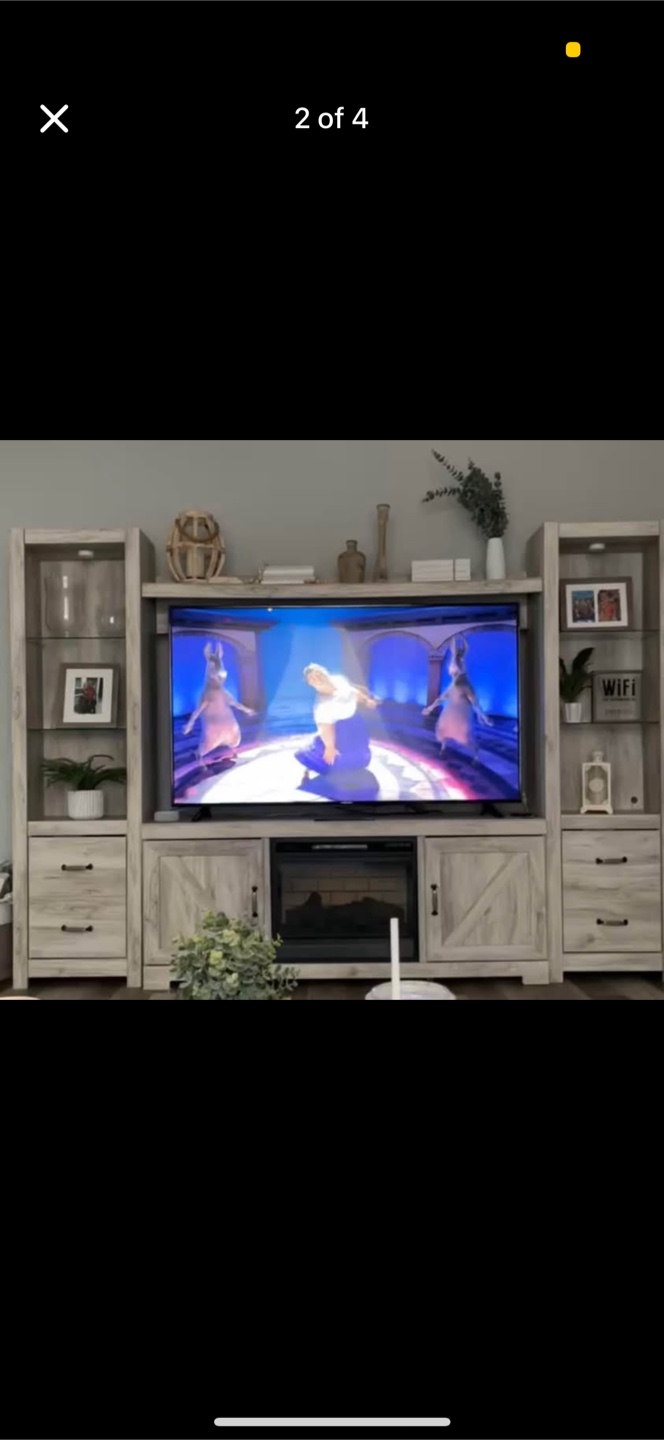 White-Wash Modern Farmhouse Entertainment Center with Fireplace - photo 2