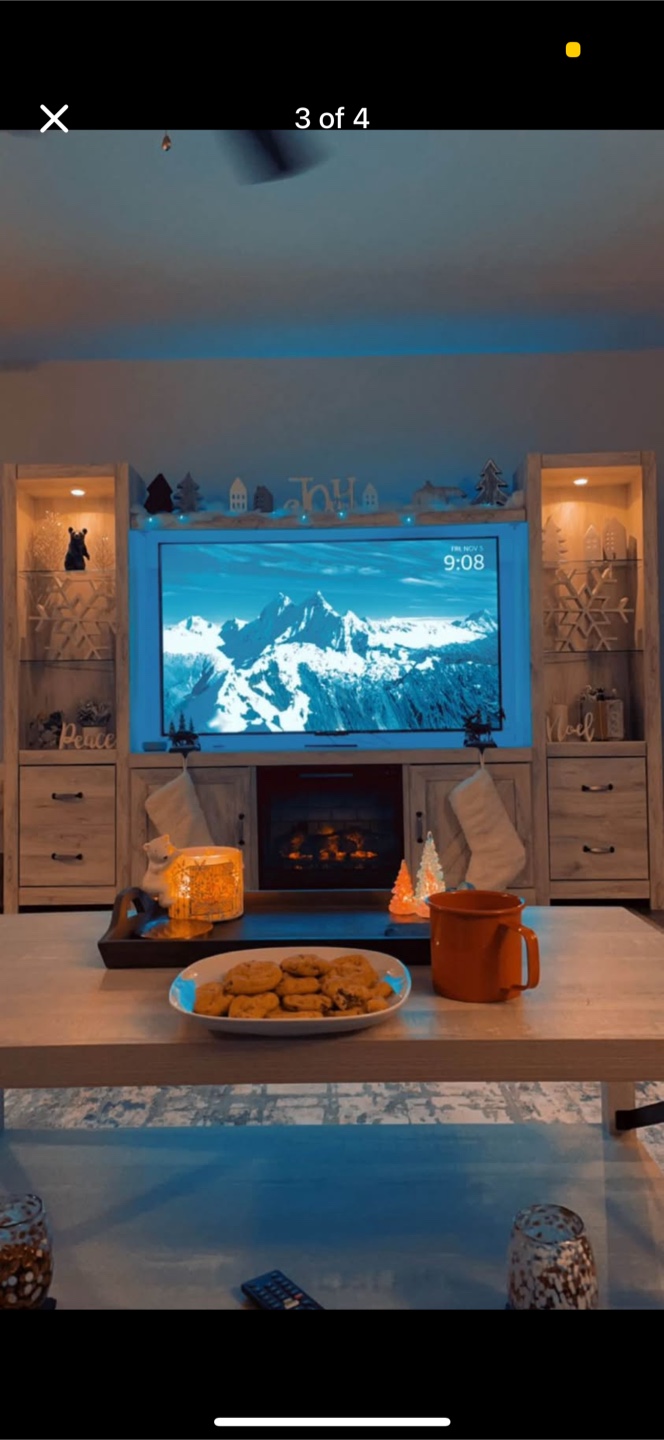 White-Wash Modern Farmhouse Entertainment Center with Fireplace - photo 3