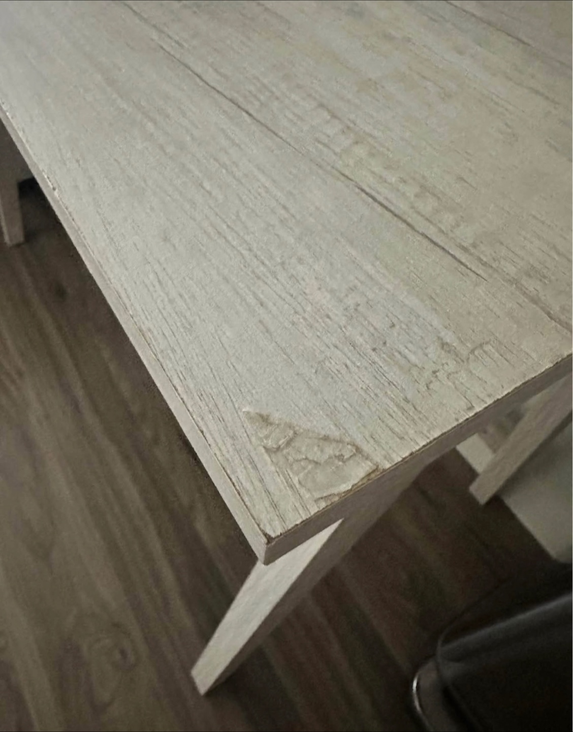 Modern White-Wash Wood Desk with Drawer - photo 3