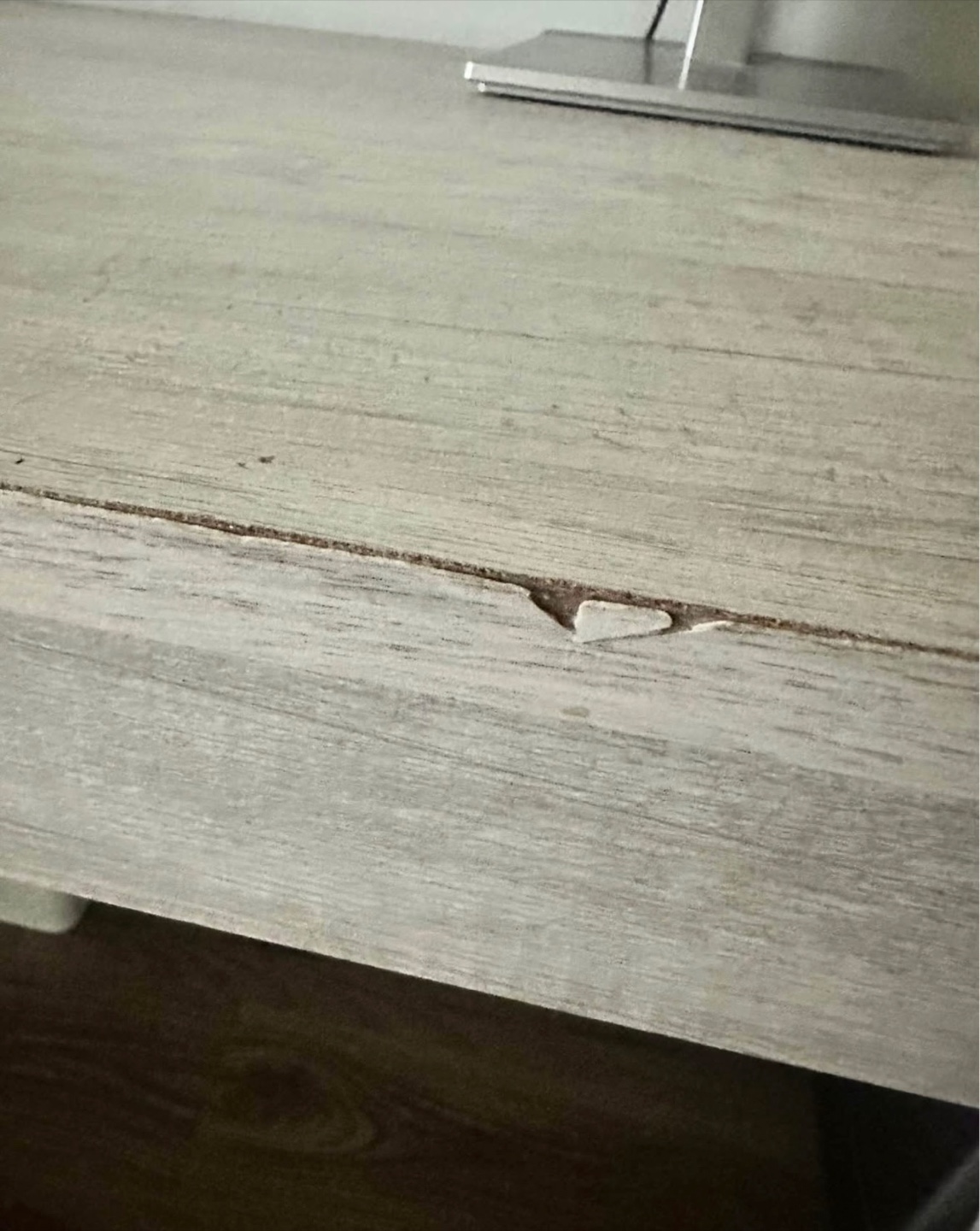 Modern White-Wash Wood Desk with Drawer - photo 2
