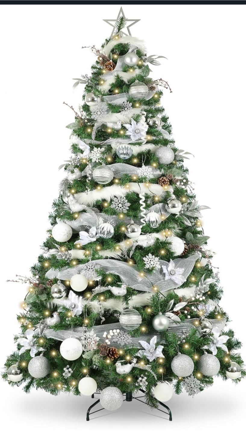 6FT Decorated Artificial Christmas Tree with Ornaments, Lights