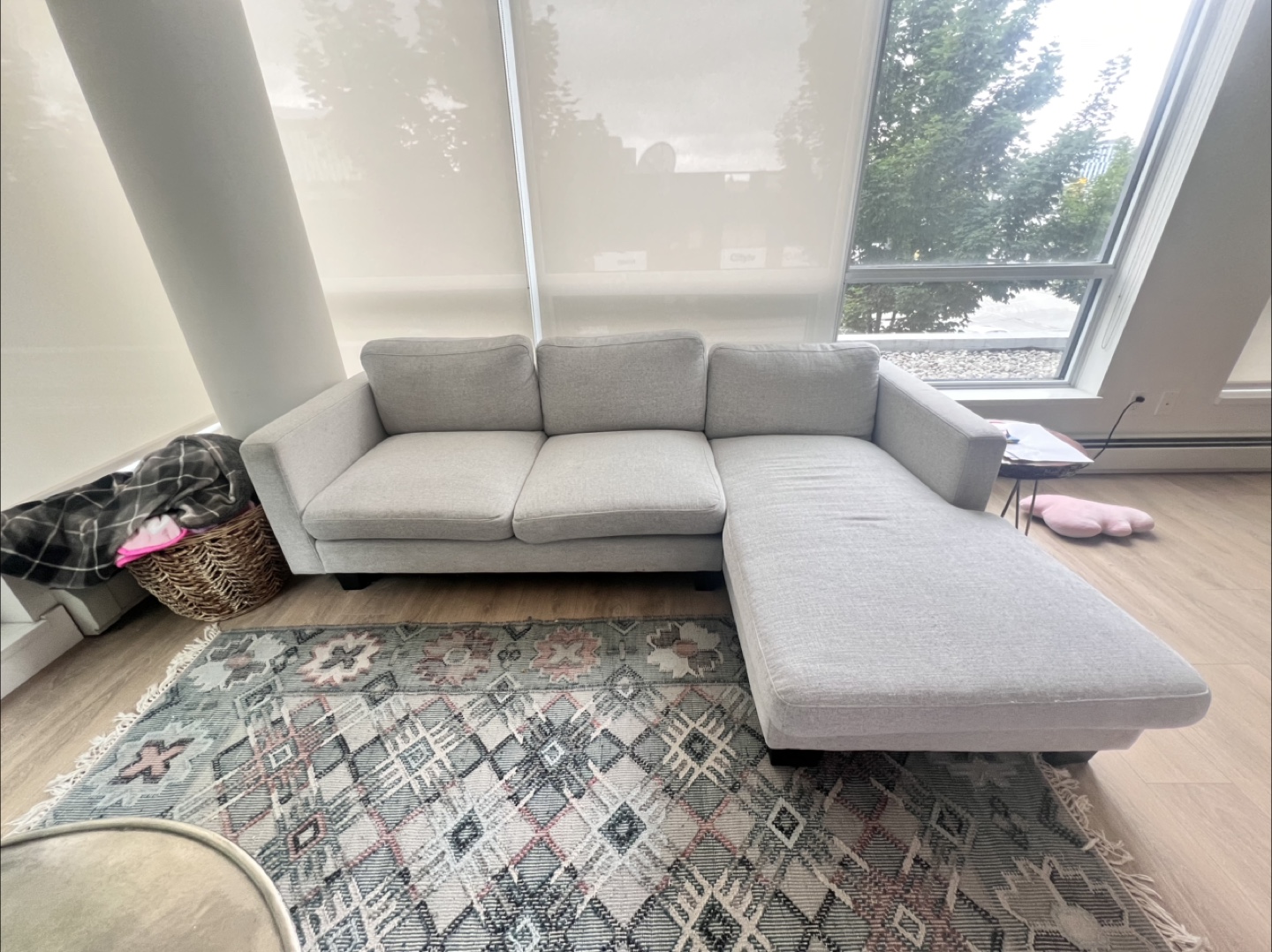Light Grey Sectional Sofa with Chaise