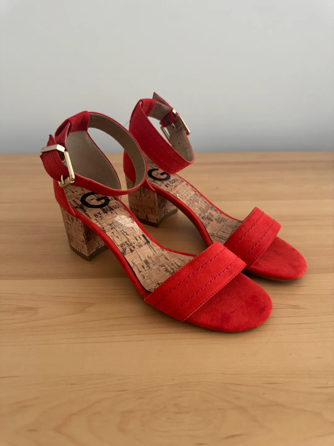 Bright Red Sandals with Block Heels thumbnail