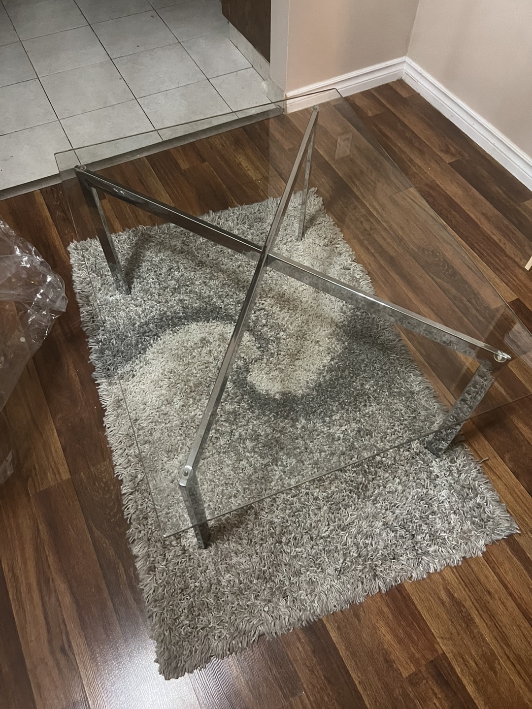 Glass Top Coffee Table with rug