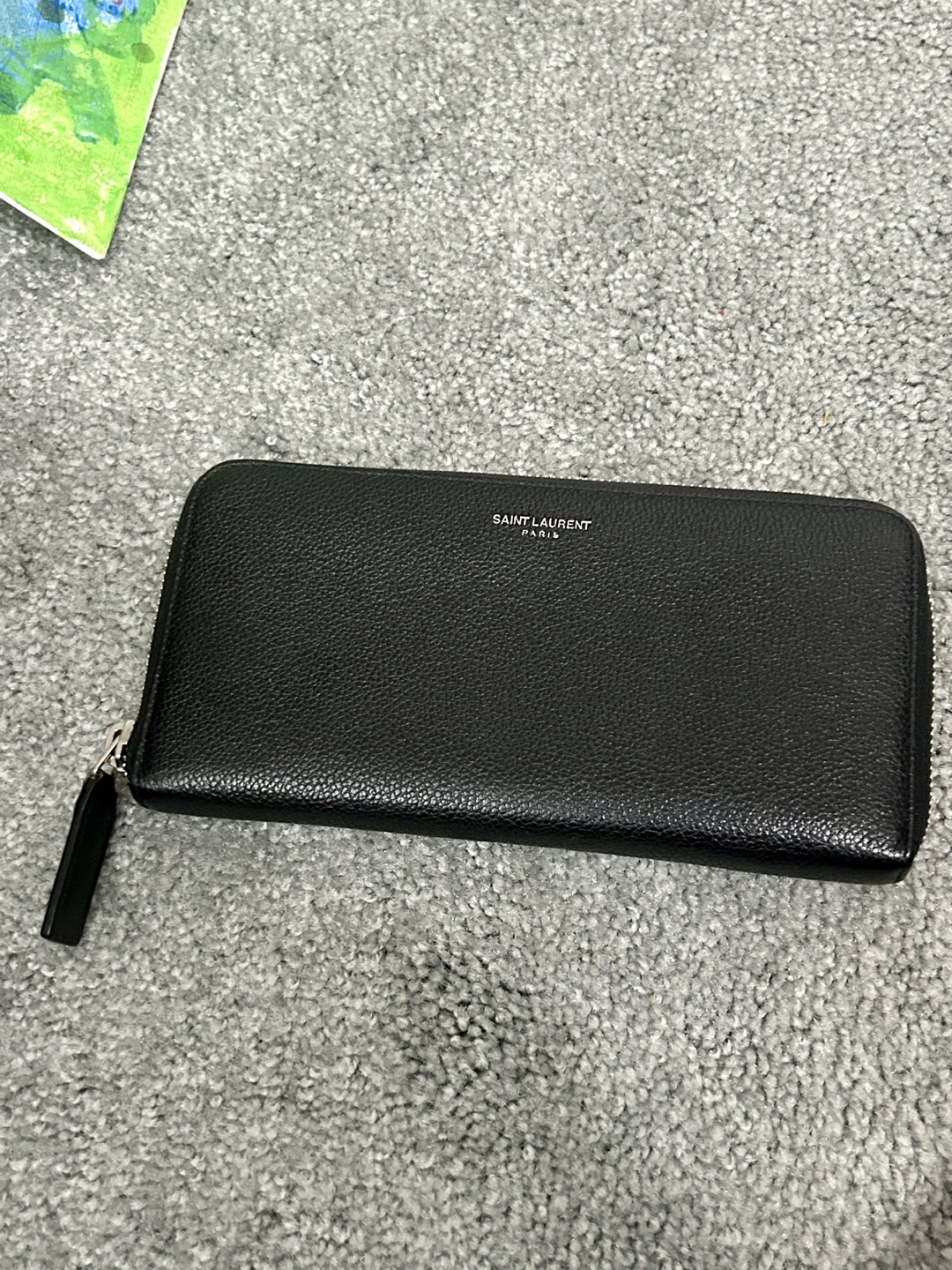 Saint Laurent Black Zip Around Wallet