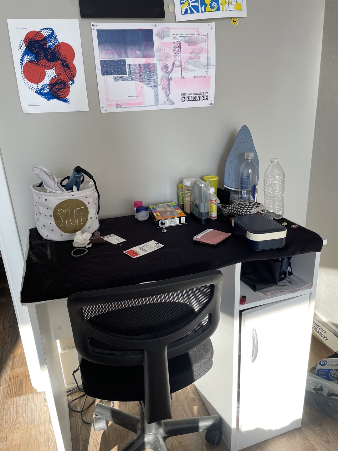 White Desk with Black Chair