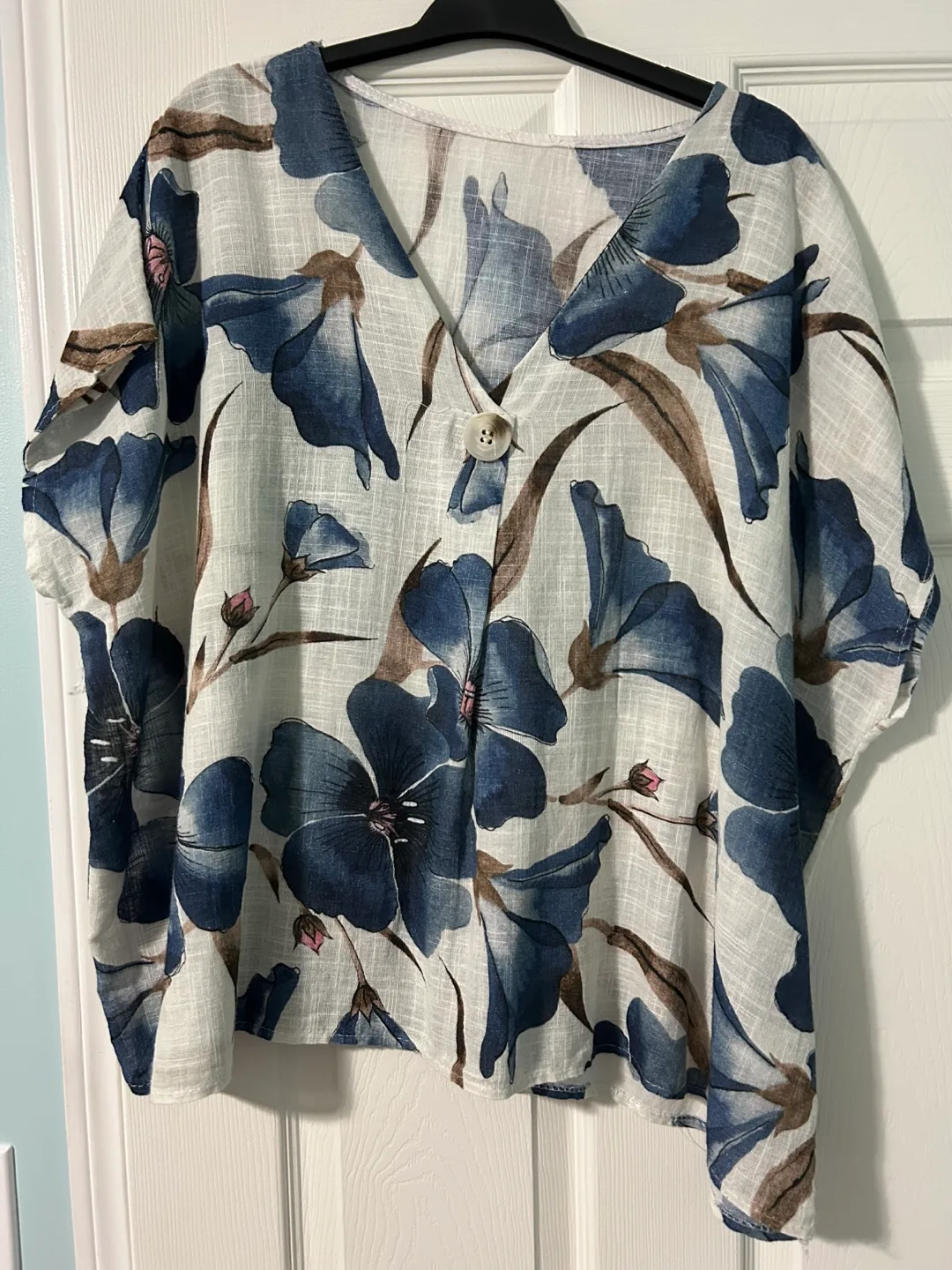 Floral Button-Down linen Blouse thumbnail