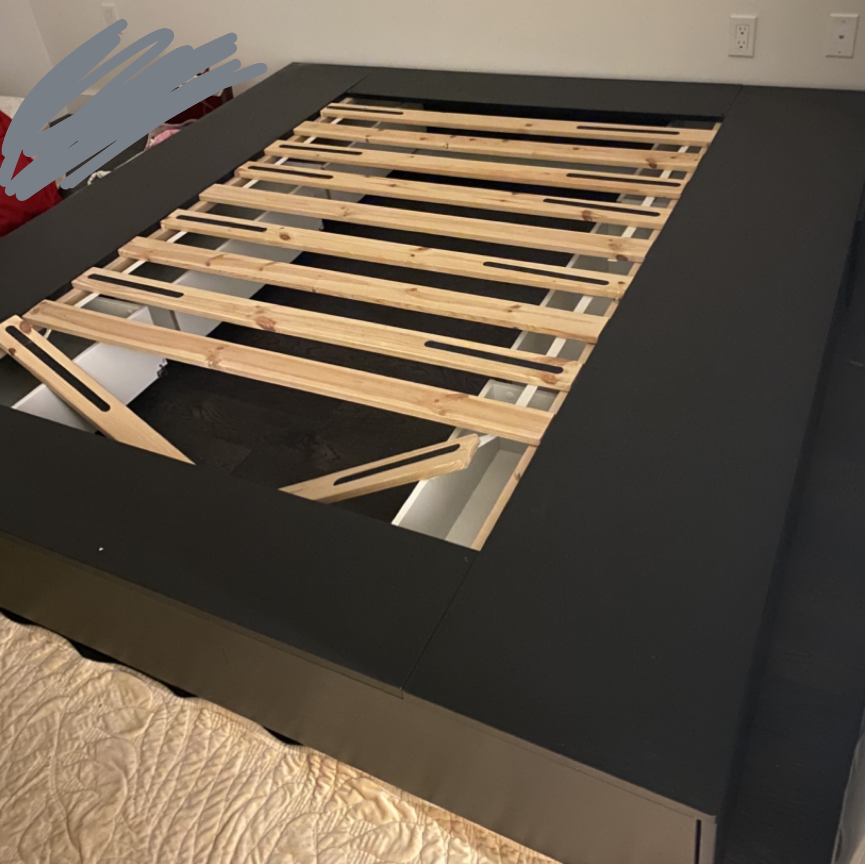 IKEA Black Bed King Sized Frame with Free Mattress