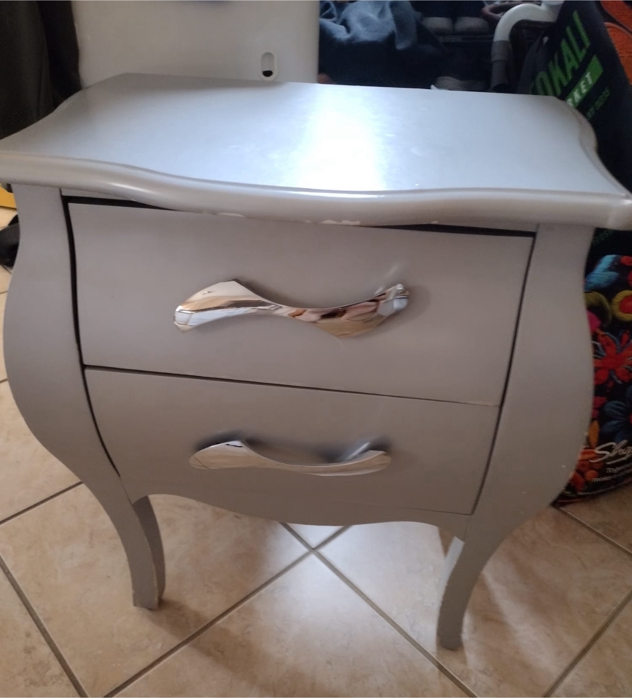 2 Gray Nightstand with Two Drawers