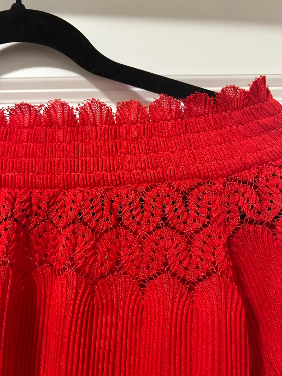 Dynamite red lace off the shoulder tee size XS image indicator(3)