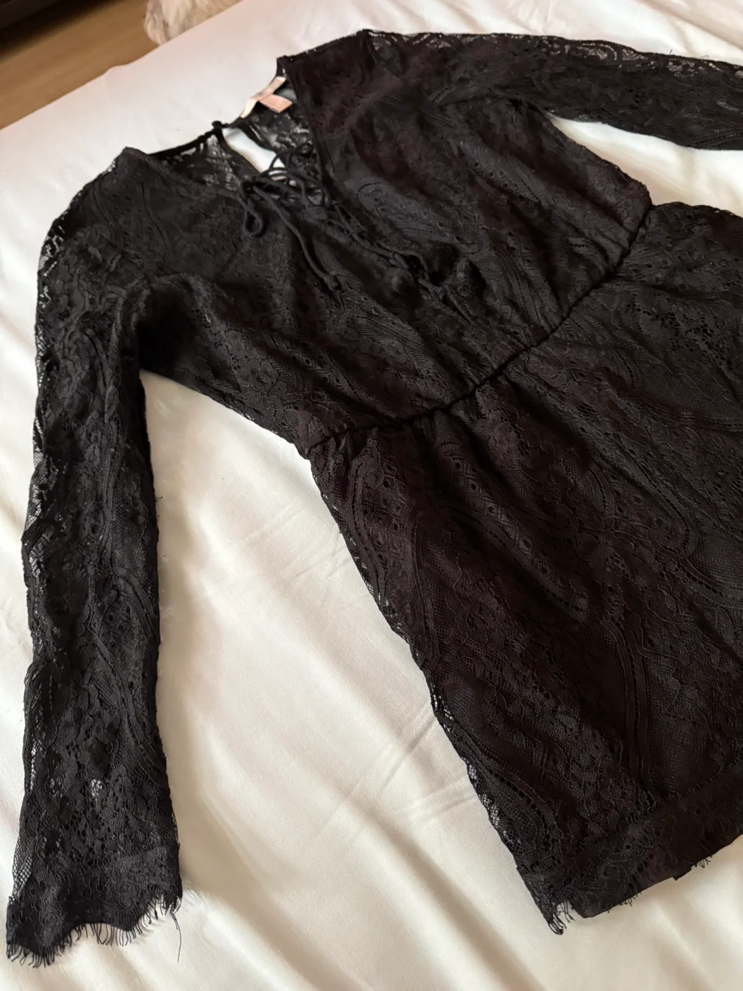 Black Long Sleeve Lace Romper