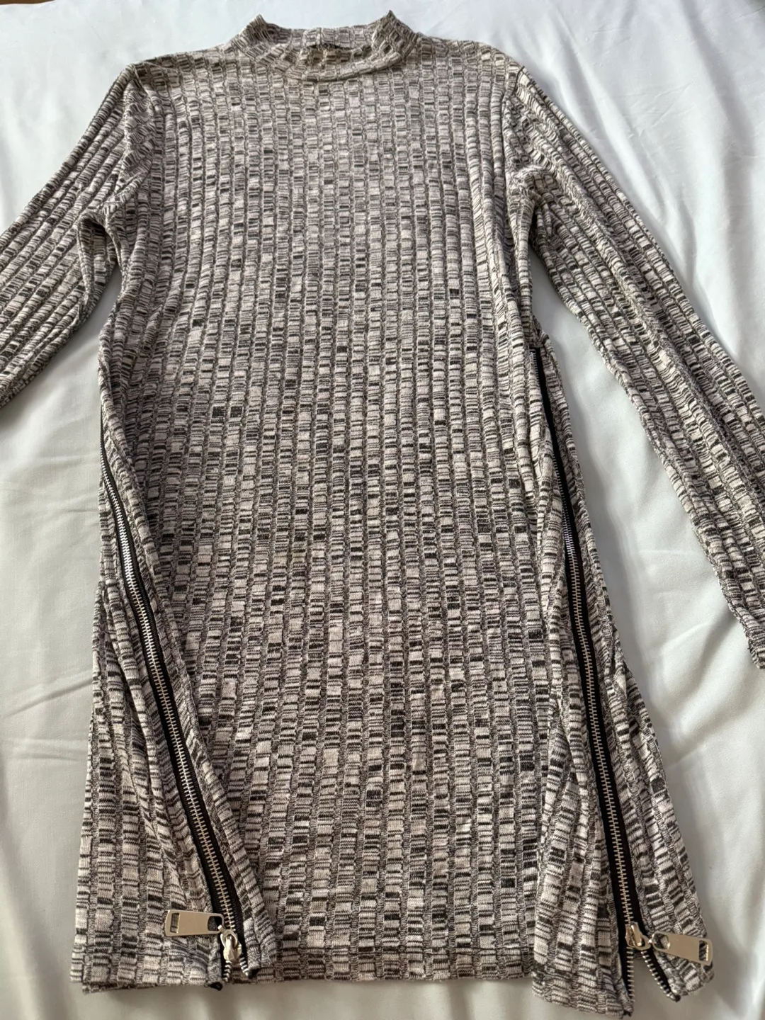 Grey, Light Long Sleeve High Neck Dress/Long Top image indicator(4)