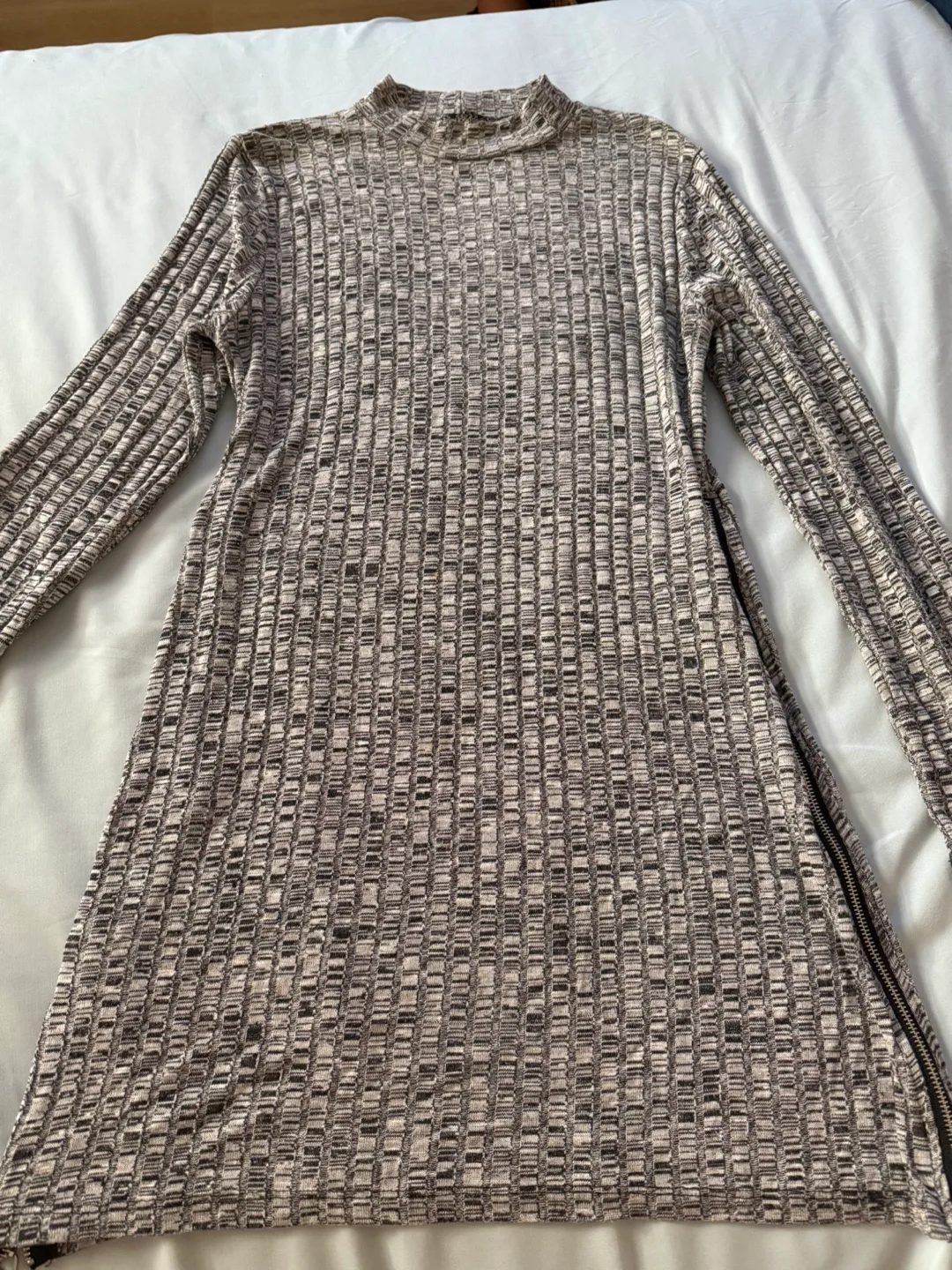 Grey, Light Long Sleeve High Neck Dress/Long Top image indicator(3)