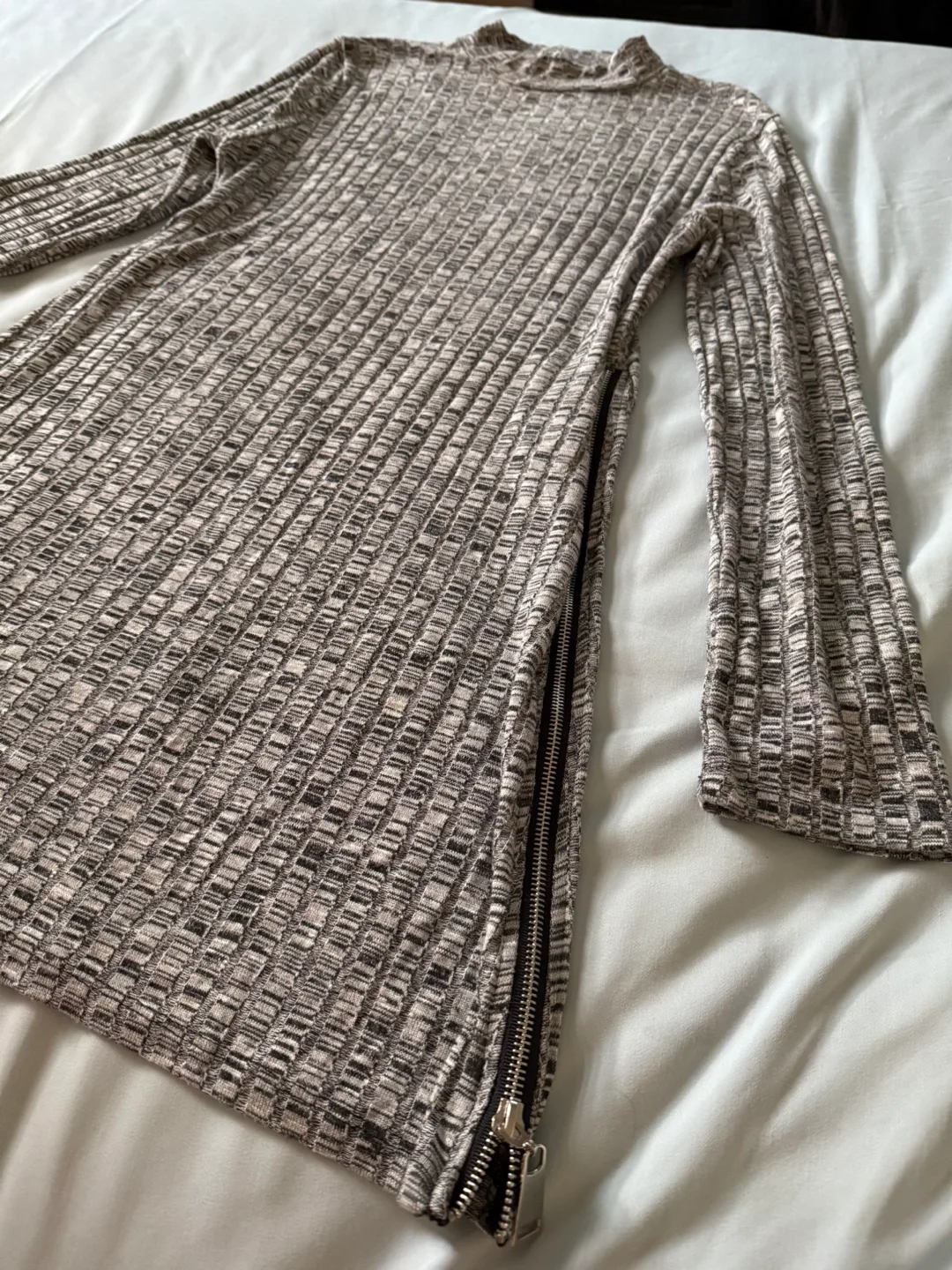 Grey, Light Long Sleeve High Neck Dress/Long Top